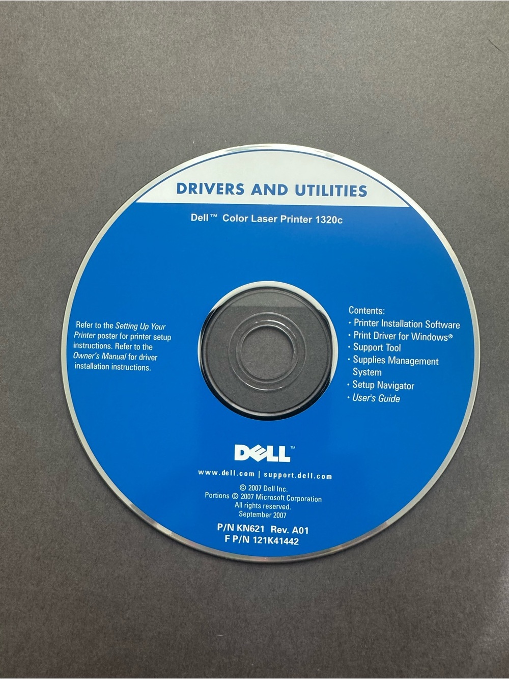 Dell Color Laser Printer 1320c Drivers Disc and Manual